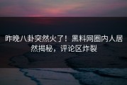 昨晚八卦突然火了！黑料网圈内人居然揭秘，评论区炸裂