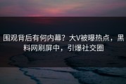 围观背后有何内幕？大V被曝热点，黑料网刷屏中，引爆社交圈