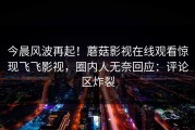 今晨风波再起！蘑菇影视在线观看惊现飞飞影视，圈内人无奈回应：评论区炸裂