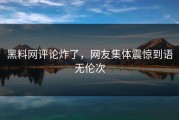 黑料网评论炸了，网友集体震惊到语无伦次