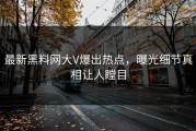 最新黑料网大V爆出热点，曝光细节真相让人瞠目
