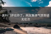 黑料门评论炸了，网友集体气愤到语无伦次