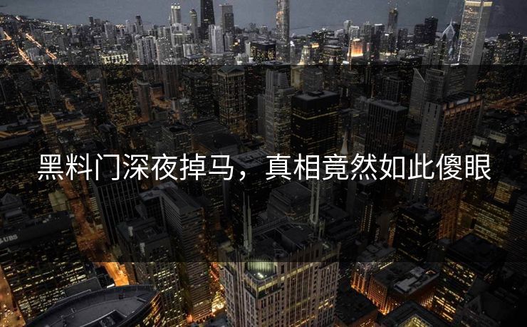 黑料门深夜掉马，真相竟然如此傻眼
