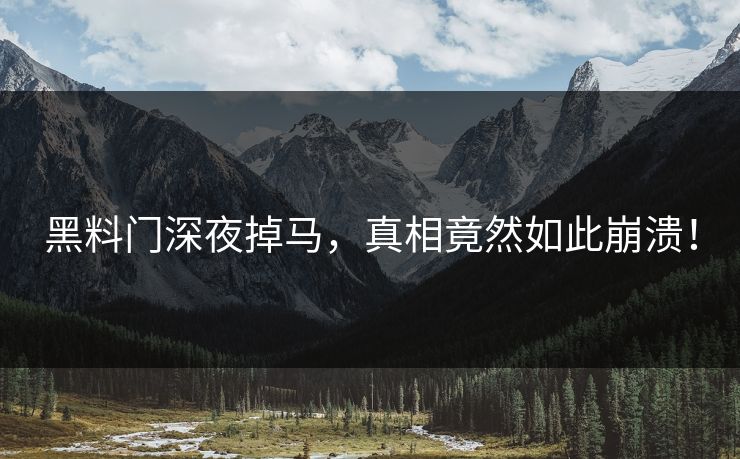 黑料门深夜掉马，真相竟然如此崩溃！