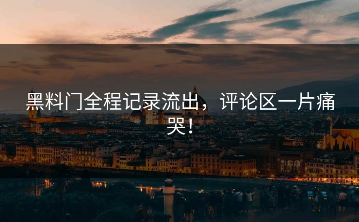 黑料门全程记录流出，评论区一片痛哭！