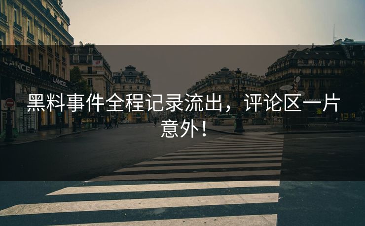 黑料事件全程记录流出，评论区一片意外！