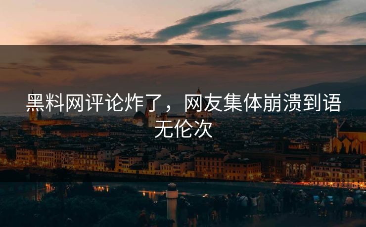 黑料网评论炸了，网友集体崩溃到语无伦次