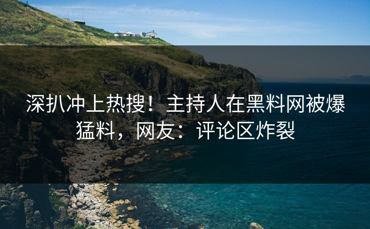 深扒冲上热搜！主持人在黑料网被爆猛料，网友：评论区炸裂