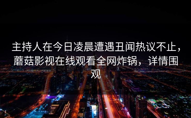 主持人在今日凌晨遭遇丑闻热议不止，蘑菇影视在线观看全网炸锅，详情围观