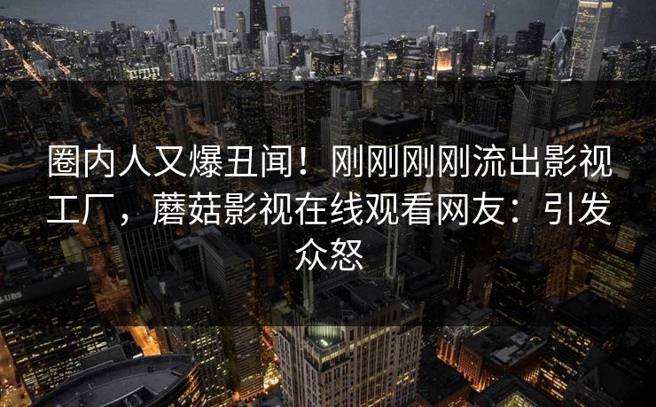 圈内人又爆丑闻！刚刚刚刚流出影视工厂，蘑菇影视在线观看网友：引发众怒