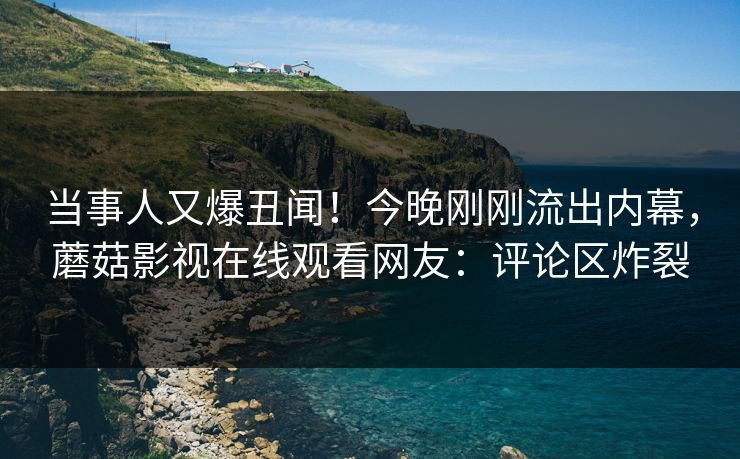 当事人又爆丑闻！今晚刚刚流出内幕，蘑菇影视在线观看网友：评论区炸裂