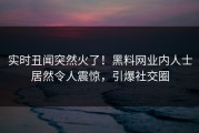 实时丑闻突然火了！黑料网业内人士居然令人震惊，引爆社交圈