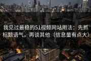 我见过最稳的51视频网站用法：先抓标题语气，再谈其他（信息量有点大）