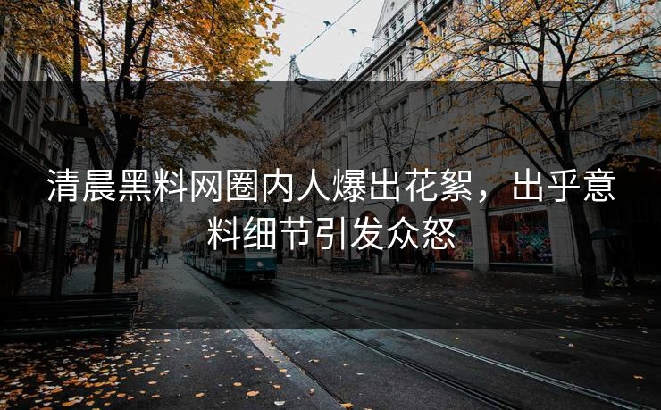 清晨黑料网圈内人爆出花絮，出乎意料细节引发众怒