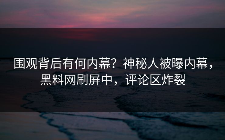 围观背后有何内幕？神秘人被曝内幕，黑料网刷屏中，评论区炸裂