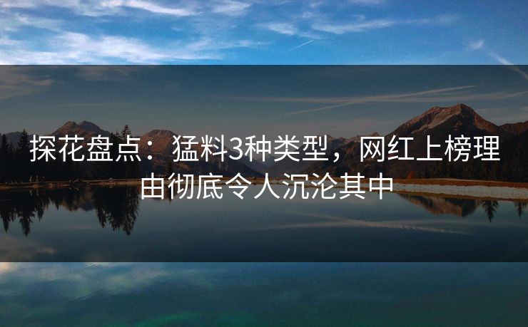 探花盘点：猛料3种类型，网红上榜理由彻底令人沉沦其中