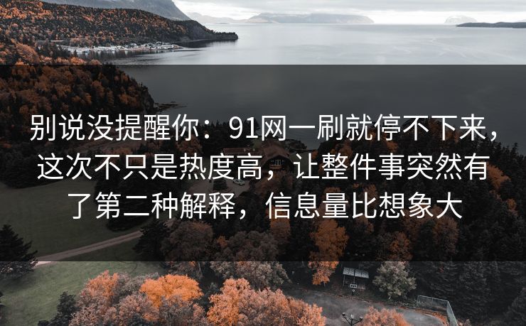 别说没提醒你：91网一刷就停不下来，这次不只是热度高，让整件事突然有了第二种解释，信息量比想象大